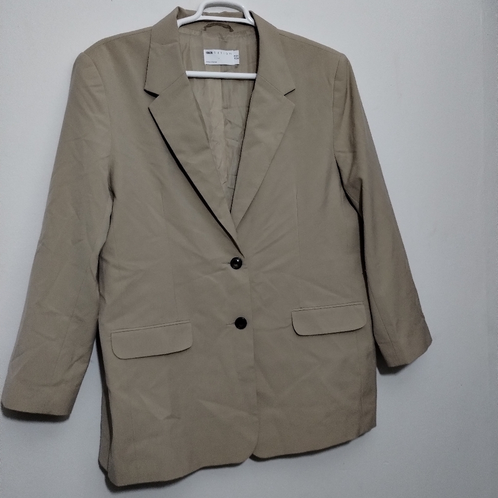ASOS Design Beige Single-breasted Blazer Perfect Jacket Women's 14 Academia
